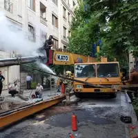واژگونی جرثقیل ۶۰ تنی در غرب تهران