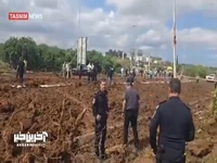 محل سقوط موشک یمنی که حفره بزرگی ایجاد کرد