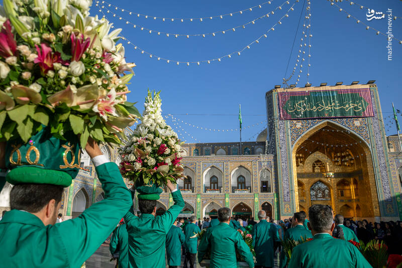 عکس/ گل‌آرایی ضریح نورانی علی ابن موسی الرضا(ع)