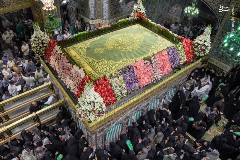 عکس/ گل‌آرایی ضریح نورانی علی ابن موسی الرضا(ع)