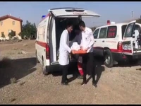 انتقال مصدومان واژگونی خودرو اتوبان نطنز با اورژانس هوایی