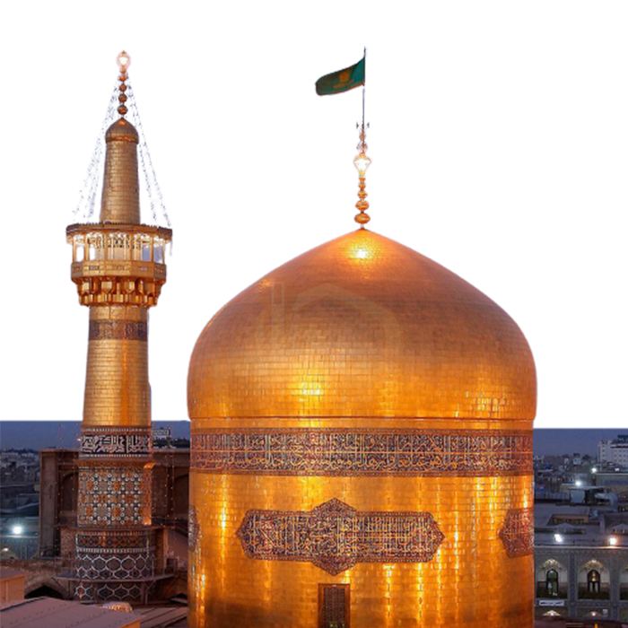 نمایی زیبا از تعویض پرچم گنبد امام رضا(ع)