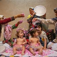 گل‌غلتان امیریه دامغان و هم‌آغوشی نوزادان ۱۸ استان با گلبرگ‌های محمدی