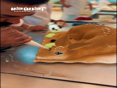 خلاقیت هنرمند مشهدی در  آماده سازی کیک با طرح آهو