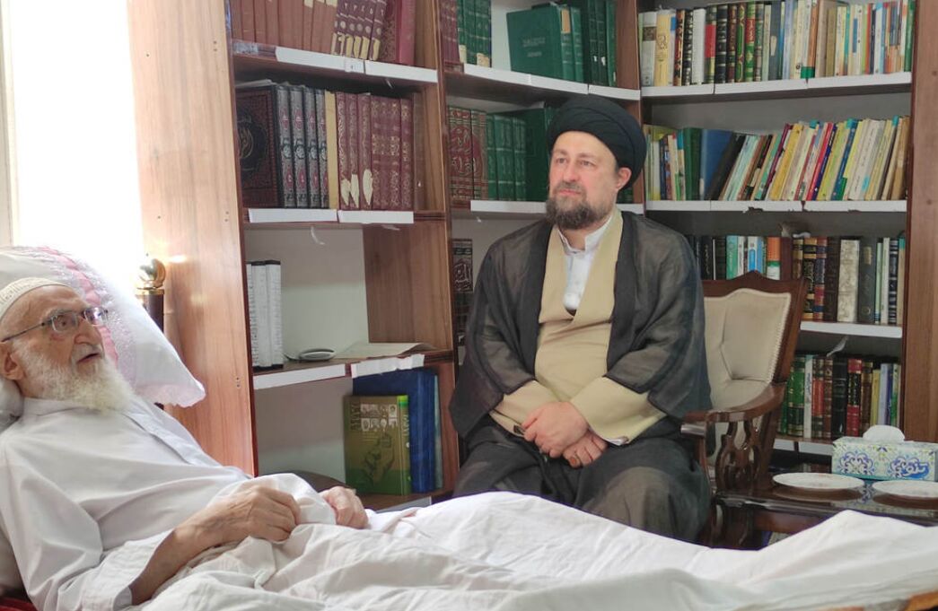 عیادت سیدحسن خمینی از آیتالله نوری همدانی