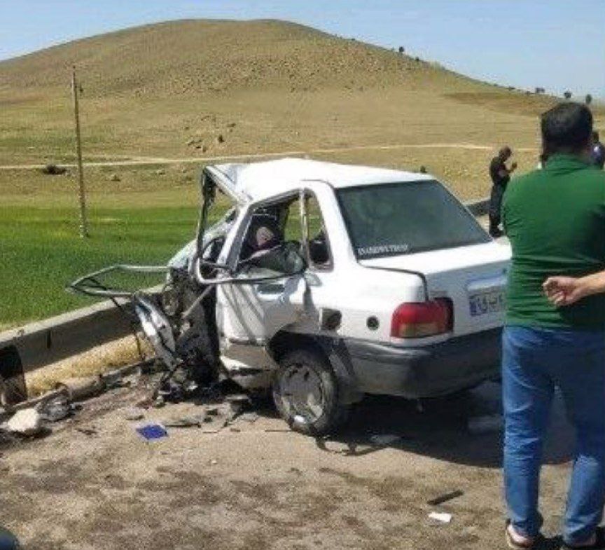 عکس/ شدت حادثه تصادف مرگبار پژو و پراید در جاده ایلام به حمیل کرمانشاه