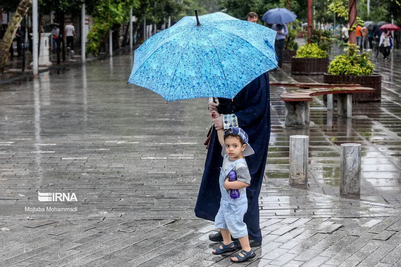 رگبار باران و وزش باد شدید در همدان