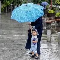 رگبار باران و وزش باد شدید در همدان