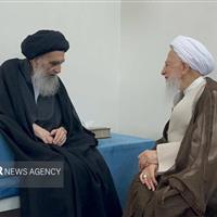آیت الله جوادی آملی با آیت‌ الله  سیستانی در نجف اشرف دیدار کرد