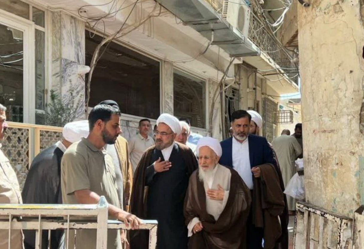 عکس/ تصویری از حضور آیت الله جوادی آملی در بیت آیت الله سیستانی در نجف