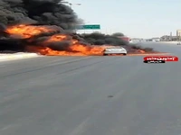 آتش‌سوزی شوتی بر اثر تصادف با تریلر در شهر بندرعباس