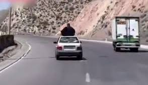 راننده و زن بدلکار روی سقف پراید دستگیر شدند