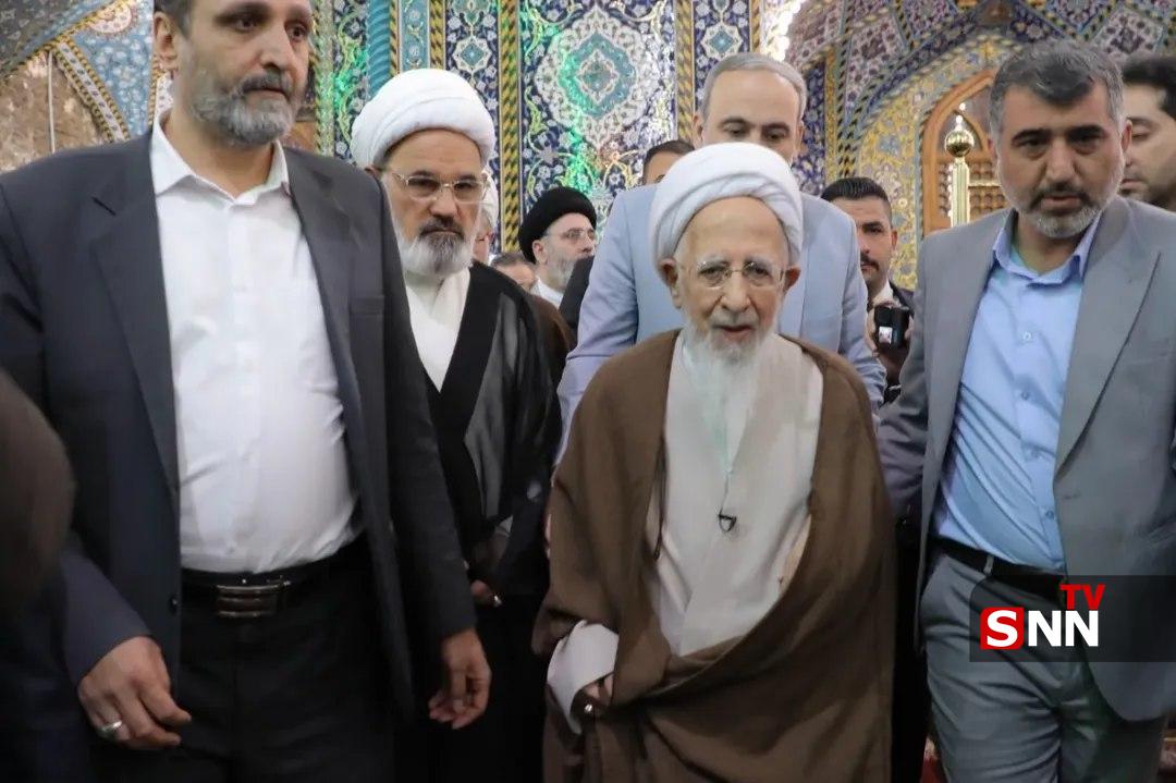 تشرف آیت الله جواد آملی به حرم های مطهر امام حسین (ع) و حضرت عباس (ع)