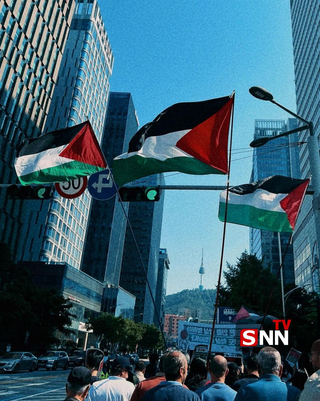 عکس/ تظاهرات گسترده مردم سئول در حمایت از فلسطین