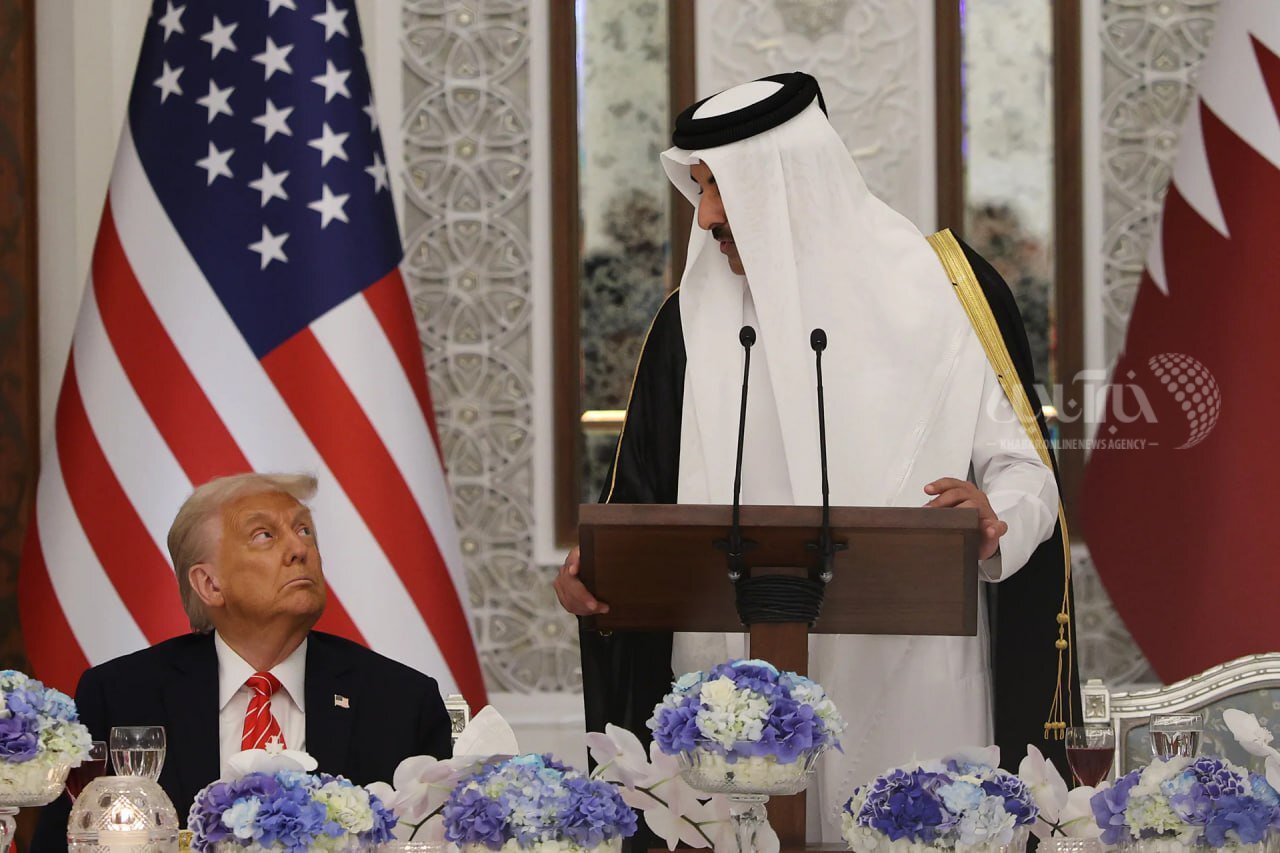 عکس/ شاهکار یک عکاس؛ شکار نگاه خاص ترامپ به امیر قطر
