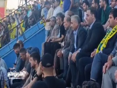 حضور مجتبی جباری برای تماشای بازی صنعت نفت و آریو اسلامشهر