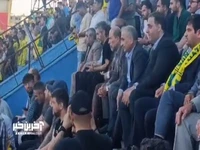 حضور مجتبی جباری برای تماشای بازی صنعت نفت و آریو اسلامشهر