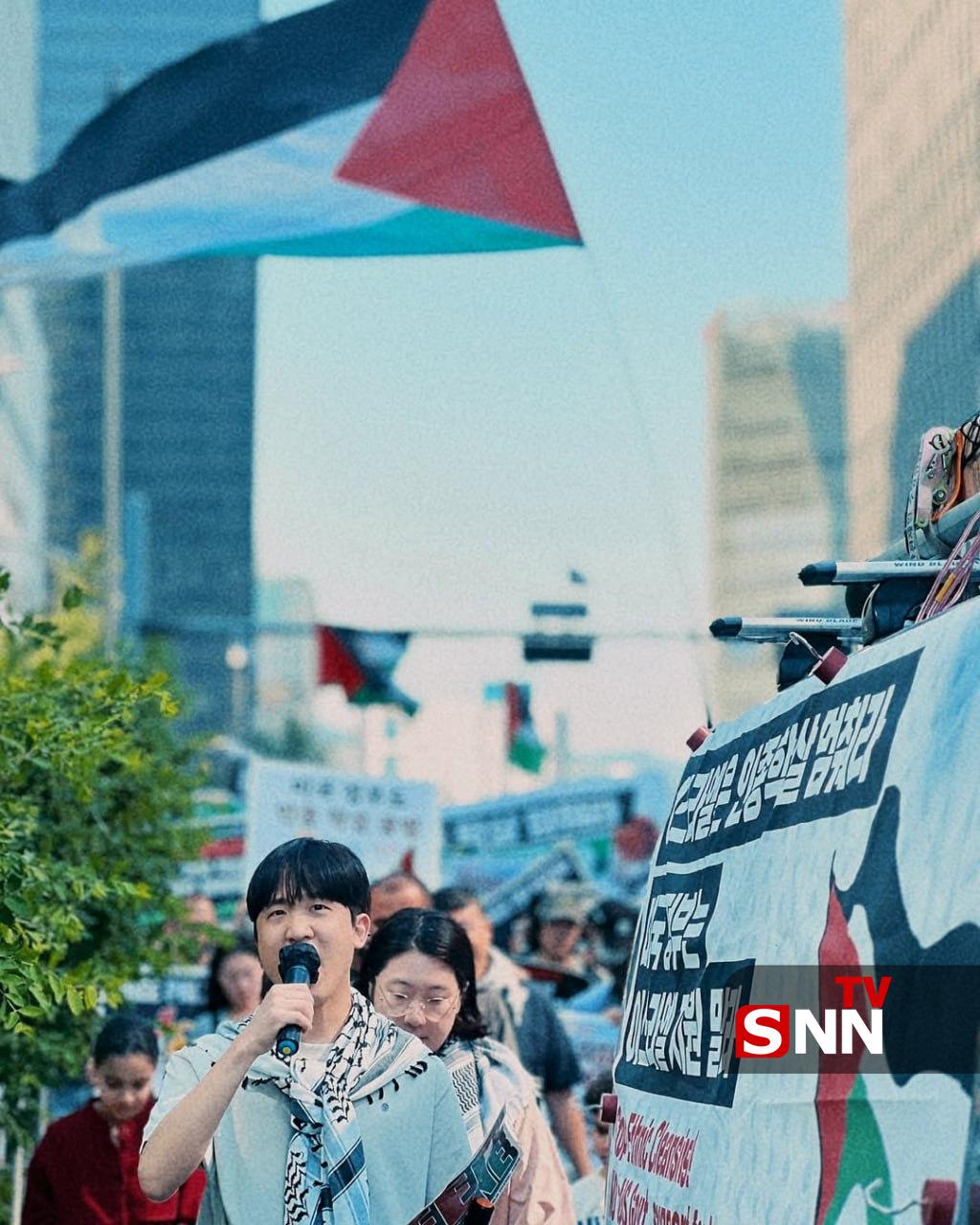 عکس/ تظاهرات گسترده مردم سئول در حمایت از فلسطین