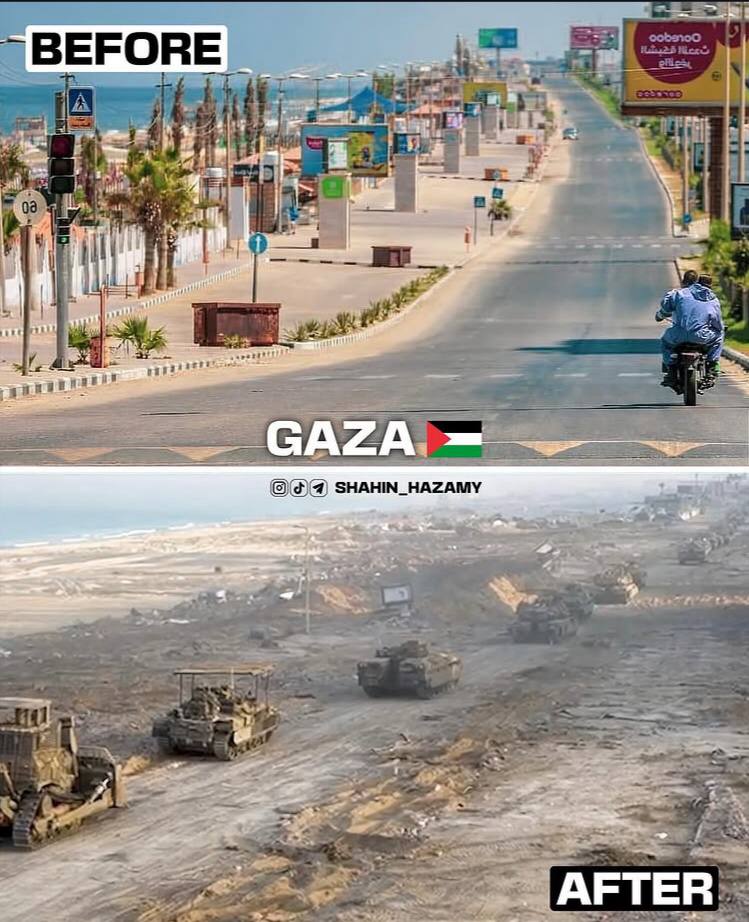 عکس/ تلخ و دردناک؛ مثل غزه قبل و‌ بعد از تجاوز وحشیانه ارتش رژیم اسرائیل