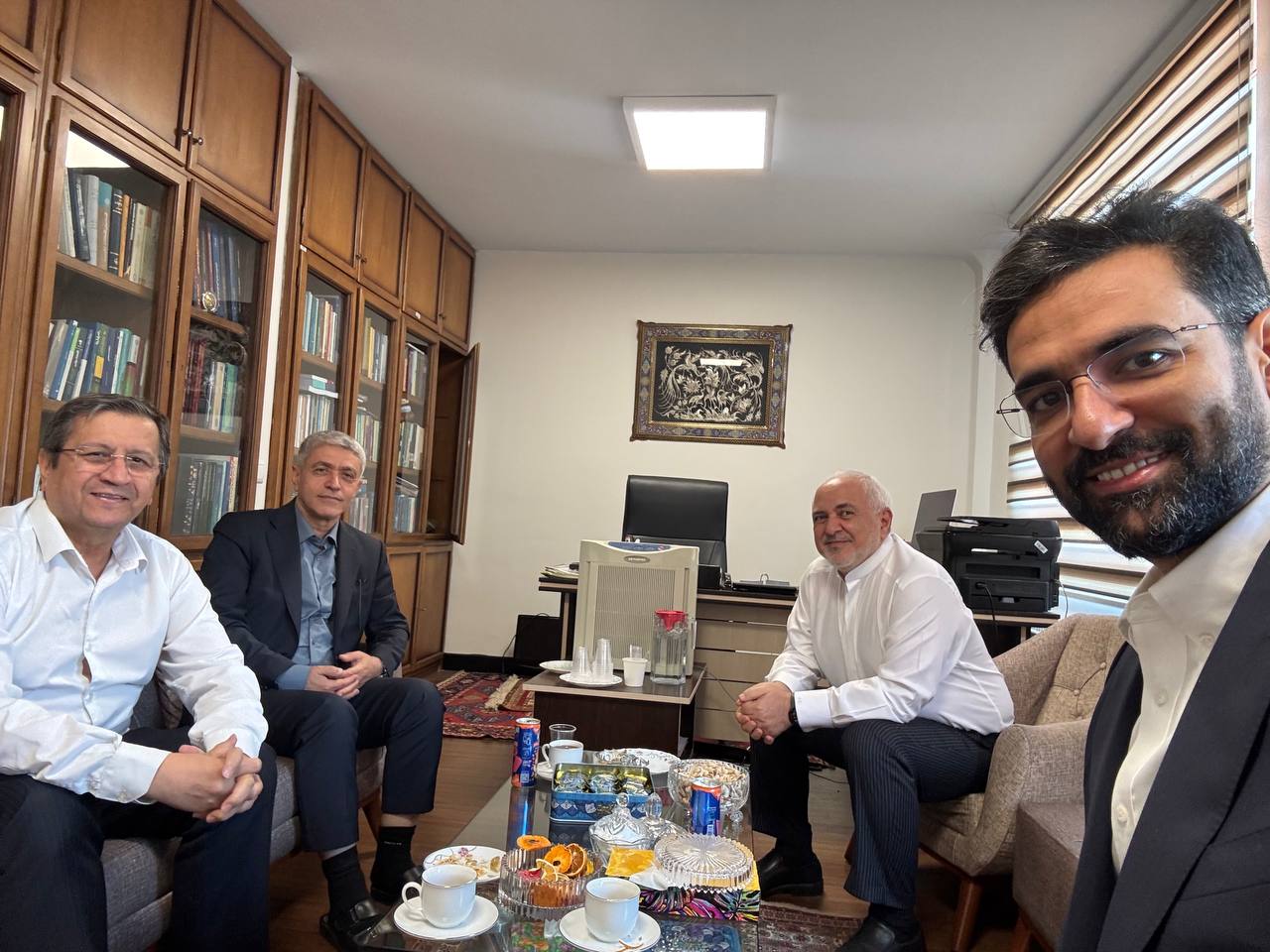 عکس یهویی آذری جهرمی با ظریف، همتی و طیب‌نیا