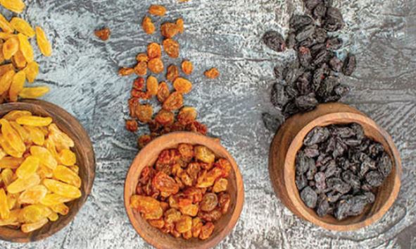 کاربرد انواع کشمش در خورد و خوراک