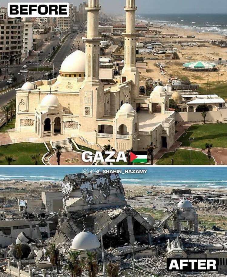 عکس/ تلخ و دردناک؛ مثل غزه قبل و‌ بعد از تجاوز وحشیانه ارتش رژیم اسرائیل