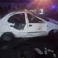 پرت شدن راننده تیبا به بیرون در بزرگراه 