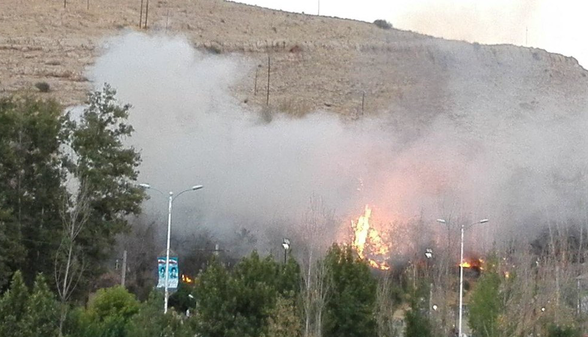 آتشسوزی گسترده یک باغ در بلوار شهید چمران شیراز