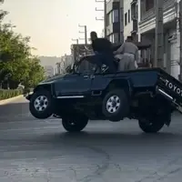 انجام حرکات نمایشی خطرناک در شهر جوانرود کرمانشاه 