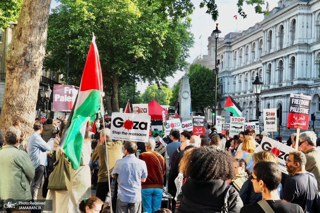 راهپیمایی صدها نفر در لندن برای همبستگی با فلسطینیان