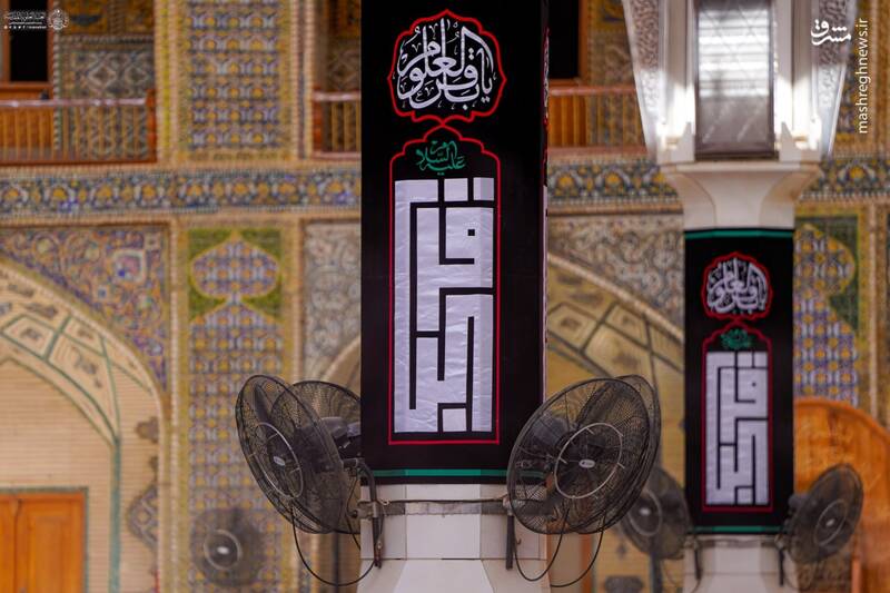 عکس/ نصب کتیبه‌های شهادت امام باقر(ع) در حرم علوی