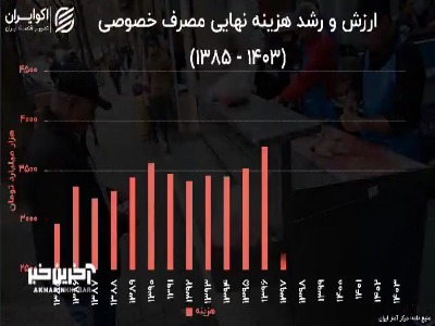 رشد منفی مصرف خصوصی خانوارهای کشور در سال ۱۴۰۳
