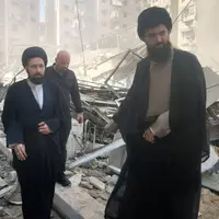 حضور سیدعلی خمینی در محل شهادت سیدحسن نصرالله