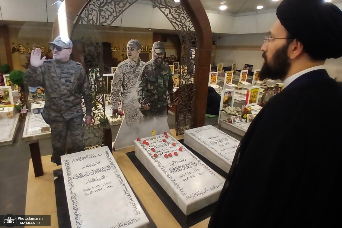 عکس/ حضور سید علی خمینی در محل شهادت سید حسن نصرالله