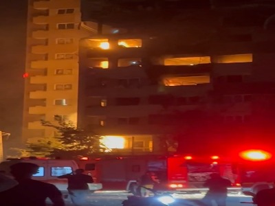  ویدیویی دیگر از یک ساختمان مسکونی در حال سوختن در تهران پس از حمله اسرائیل