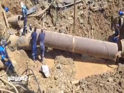 عملیات امدادی برای ترمیم خط لوله محدوده میدان قدس تجریش