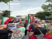 ‌تجمع اسپانیایی‌ها مقابل سفارت اسرائیل در حمایت از ایران 