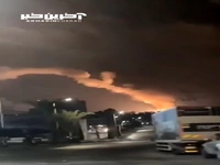 حجم گسترده آتش در محل سقوط موشک پدافند صهیونیست‌ها