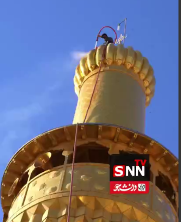 شست و شوی مناره های حرم امام حسین علیه السلام در آستانه آغاز ماه محرم
