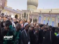 اقامه نماز بر پیکر شهید طهرانچی در حرم حضرت عبدالعظیم