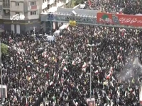 تصاویر هوایی از پیکر شهدا در موج جمعیت مردم تهران