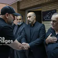 عکس/ مراسم ترحیم شهید «علیرضا تنابنده» برادرزاده محسن تنابنده با حضور هنرمندان