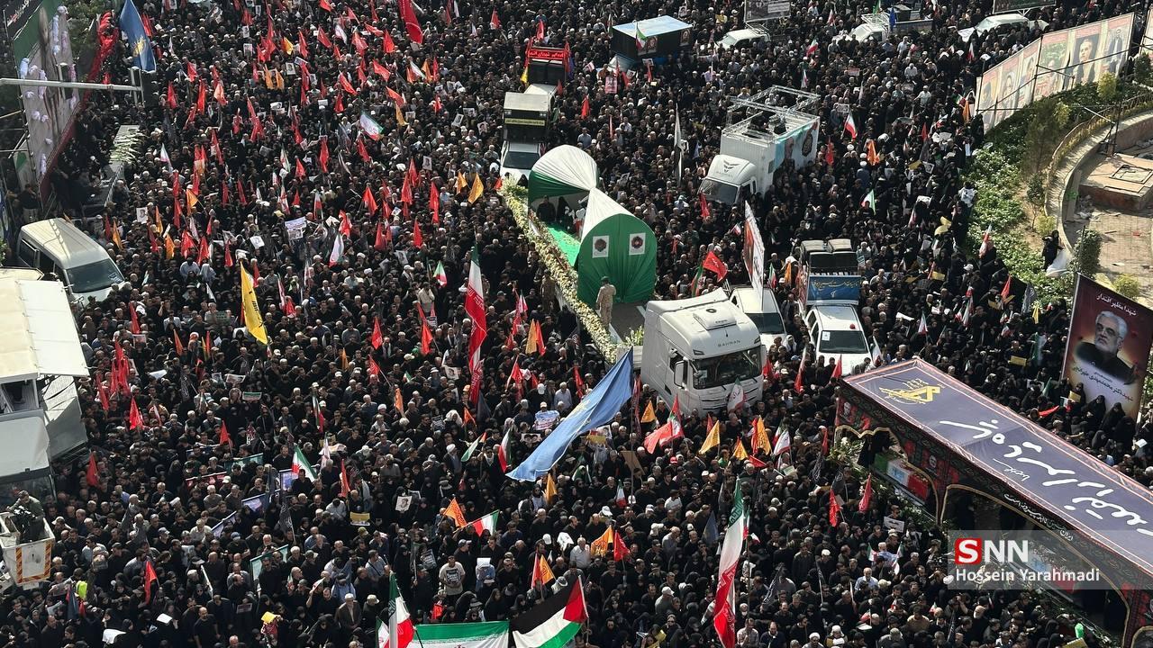 عکس/ تصاویر هوایی از خروش تهرانی ها برای تشییع پیکر شهدای اقتدار