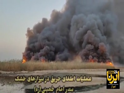 آتش‌ به‌جان نیزارهای بندر امام‌خمینی افتاد