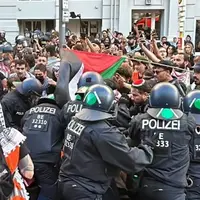 درگیری پلیس آلمان با حامیان فلسطین در برلین