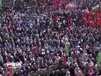 سیل جمعیت مردم همدان در مراسم تشییع و تدفین پیکر شهید شادمانی 