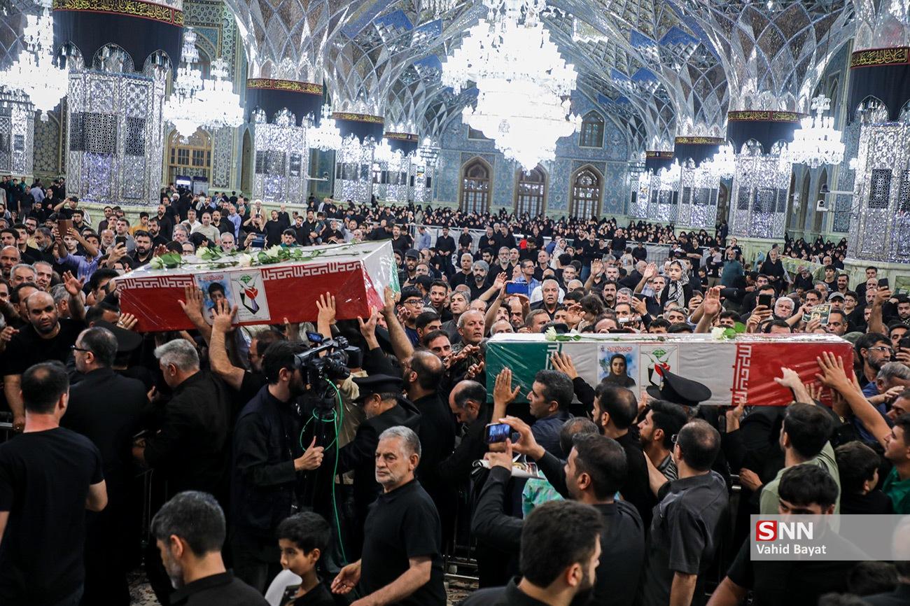 عکس/ وداع با چهار شهید حملات رژیم صهیونیستی در حرم مطهر رضوی
