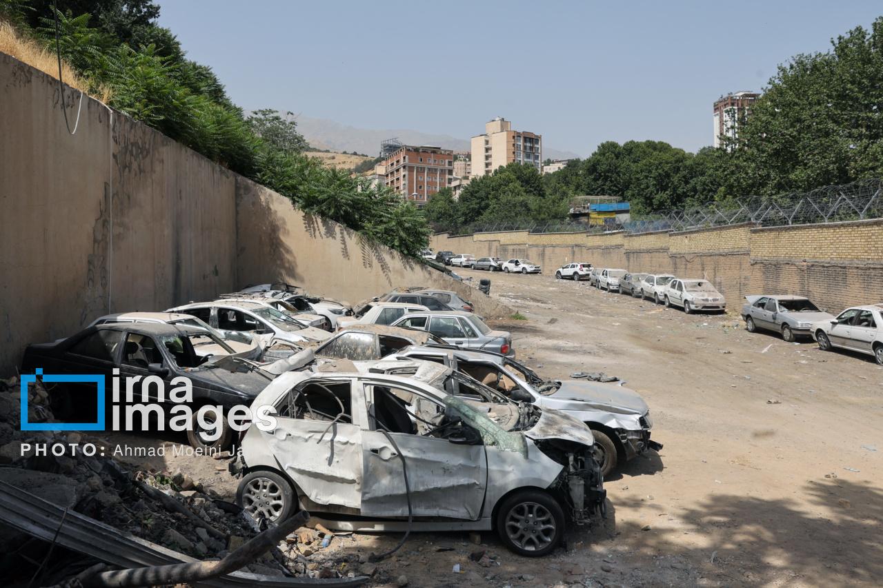 آسیب به خودروها در حمله جنایتکارانه رژیم صهیونیستی به زندان اوین