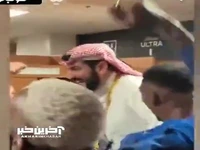 شادی بازیکنان الهلال در رختکن پس از برتری مقابل منچسترسیتی