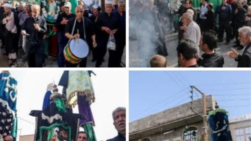 علم گردانی سوگواران حسینی در روستای درسجین ابهر
